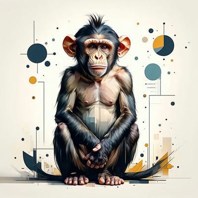 I want an image that explains why customer personas matter create an image that shows a monkey transitioning into a human and make tha represent a persona-1